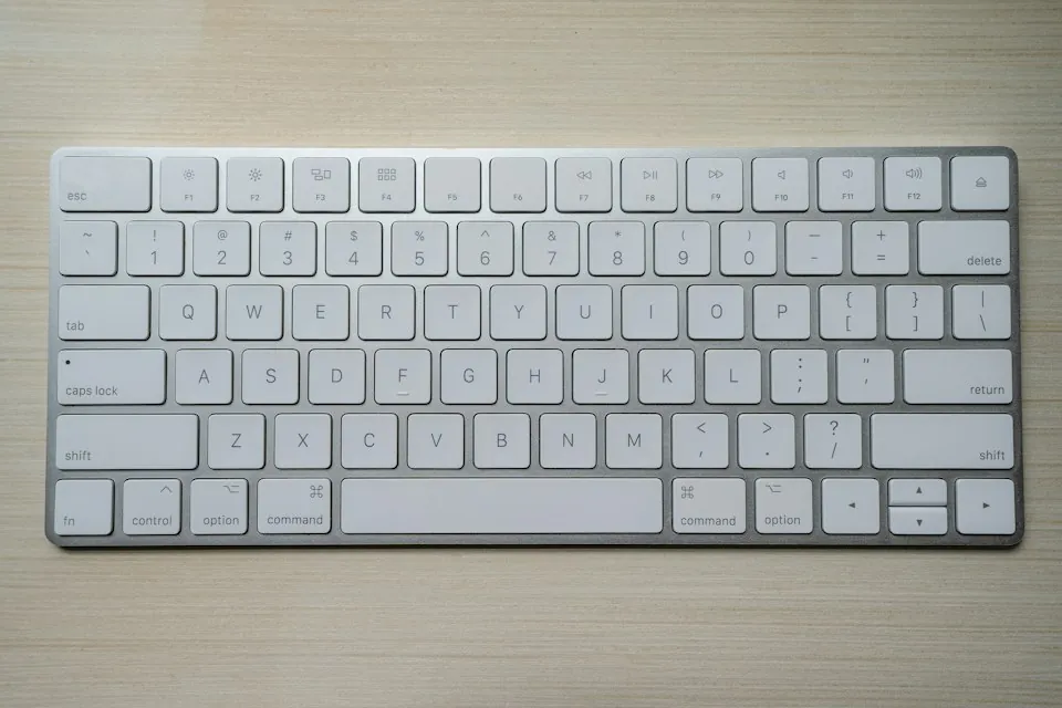 Wireless computer keyboard on a desk